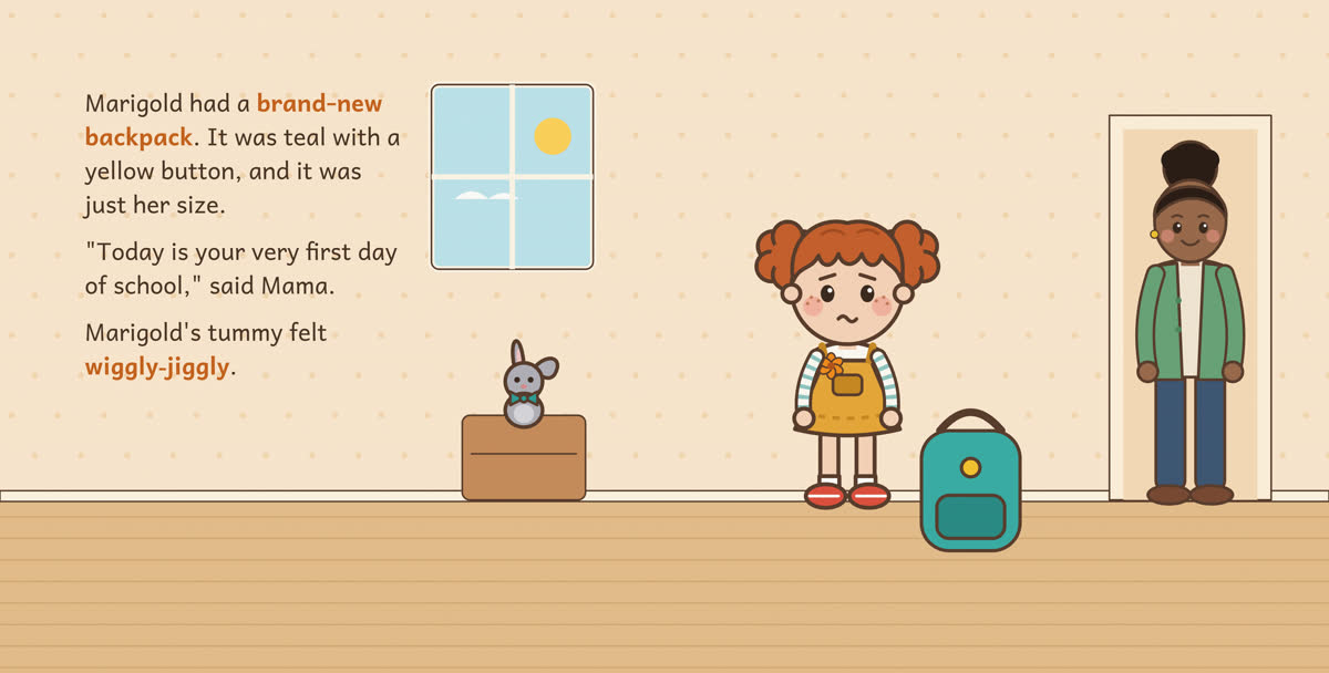 Inside spread from Marigold's First Day of School